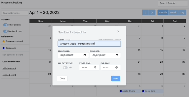 Agenda eventos a tus pantallas