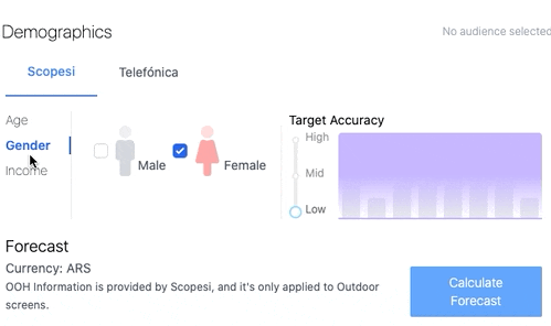 Our agnostic data aggregator will let you pick the data platform you prefer the most. According selected audiences, the platform will pick the best locations and hours to show your ad.